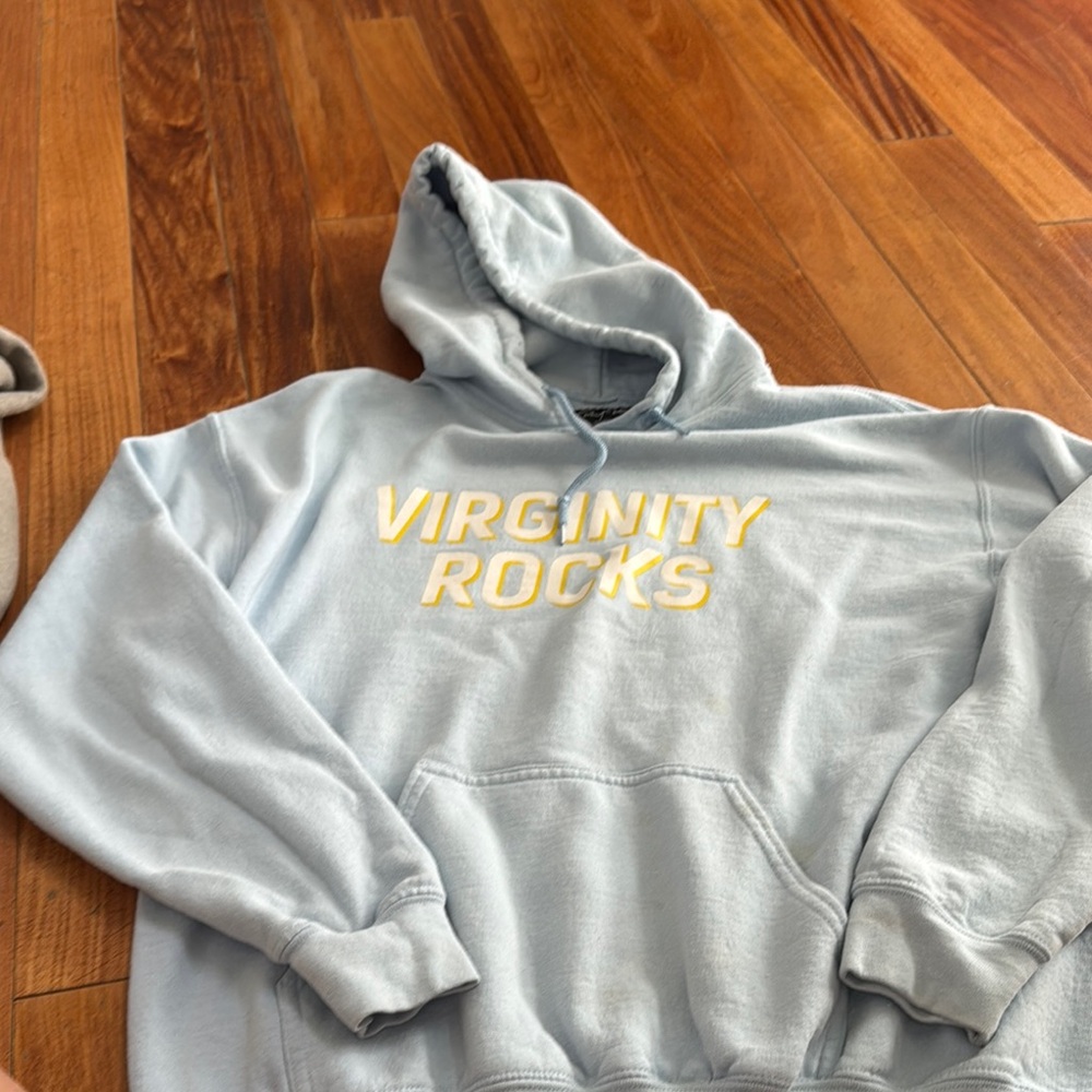 Blue Hoodie with Yellow Text